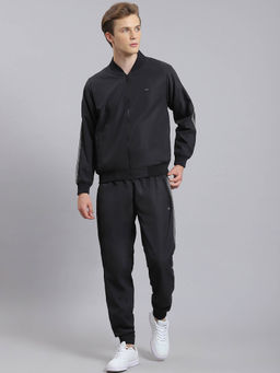 Monte Carlo - Black Solid Mandarin Collar Tracksuit