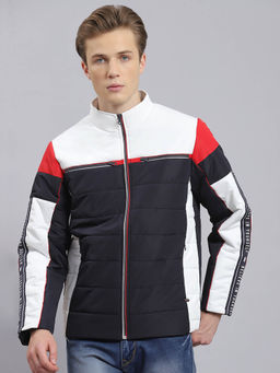 Monte Carlo - Navy Blue Colorblock Stand Collar Jacket