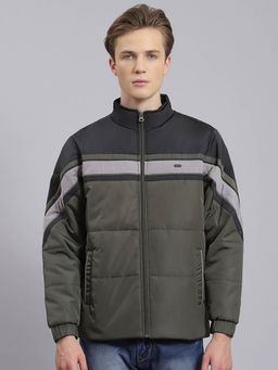 Monte Carlo - Green Colorblock Stand Collar Jacket