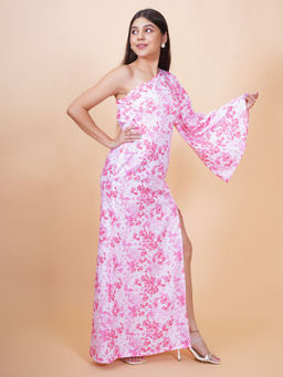 SALVIA SKY - White Floral One Shoulder Maxi Dress
