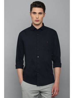 Louis Philippe - Men Navy Slim Fit Solid Full Sleeves Casual Shirt