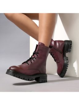 U.S. POLO ASSN. - Women Burgundy Fiorella Combat Boots
