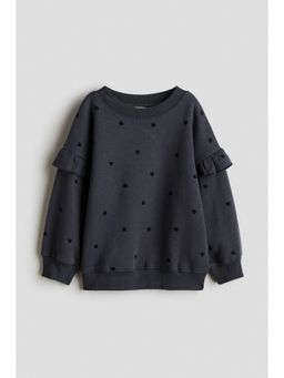 H&M - Girls Grey Frilled sweatshirt