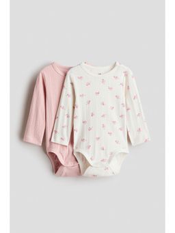 H&M - Girls Multi-Color 2-pack cotton pointelle bodysuits
