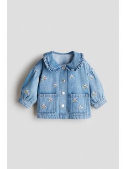 H&M - Girls Blue Embroidery-detail denim jacket