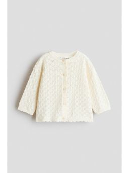 H&M - Girls White Pointelle-knit cotton cardigan