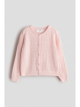 H&M - Girls Pink Pointelle-knit cotton cardigan
