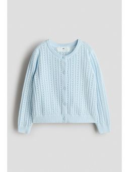 H&M - Girls Blue Pointelle-knit cotton cardigan