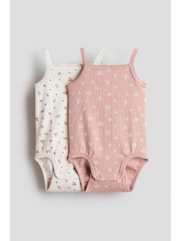 H&M - Girls White 2-pack ribbed cotton bodysuits