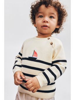 H&M - Boys White Cotton-knit jumper