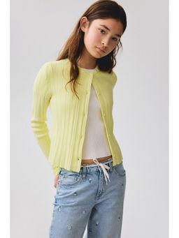 H&M - Girls Yellow Rib-knit cardigan