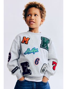 H&M - Boys Grey Appliqud brushed-inside sweatshirt
