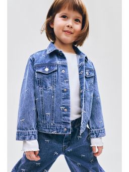 H&M - Girls Blue Embroidered denim jacket