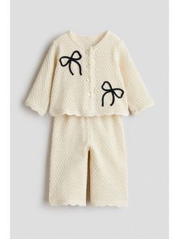 H&M - Girls Beige 2-piece pointelle-knit set