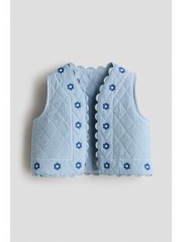 H&M - Girls Blue Embroidery-detail muslin gilet