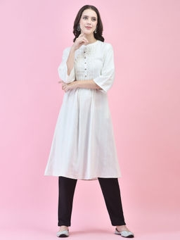 Shree - Women Viscose White Solid Kurta