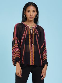 Label Ritu Kumar - Black Printed Top