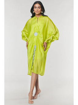 Wendell Rodricks - Green Kaftan Ring Dress with Inner (Set of 2)