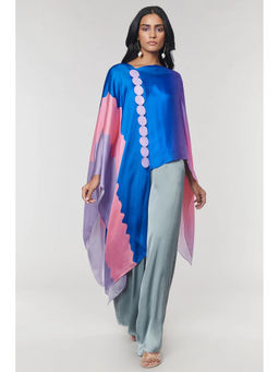 Wendell Rodricks - Blue Ombre Printed Kaftan with Inner (Set of 2)