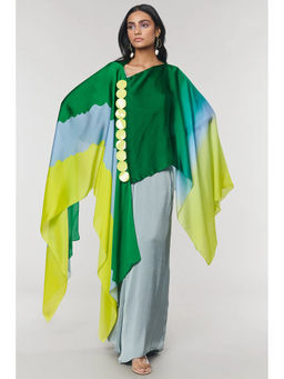 Wendell Rodricks - Green Ombre Printed Kaftan with Inner (Set of 2)