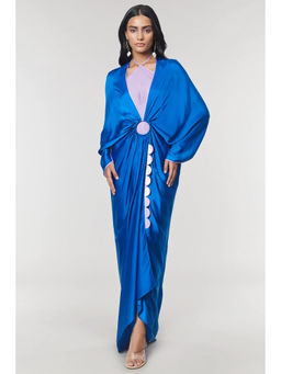 Wendell Rodricks - Blue Scalloped Detailed Ring Dress (Set of 2)