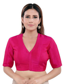 VAMAS - THE DESIGNER BLOUSES - Women Pink Solid Padded Stitched Blouse