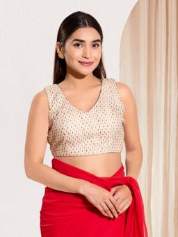 VAMAS - THE DESIGNER BLOUSES - Women Off White Embroidered Padded Stitched Blouse