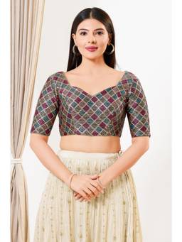 VAMAS - THE DESIGNER BLOUSES - Women Multi-Color Woven Padded Stitched Blouse