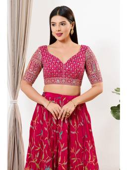 VAMAS - THE DESIGNER BLOUSES - Women Pink Embroidered Sequined Work Padded Stitched Blouse