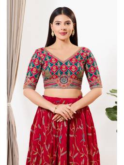 VAMAS - THE DESIGNER BLOUSES - Women Multi-Color Embroidered Padded Stitched Blouse