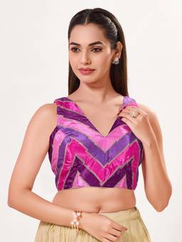 VAMAS - THE DESIGNER BLOUSES - Women Multi-Color Stripes Printed Padded Stitched Blouse