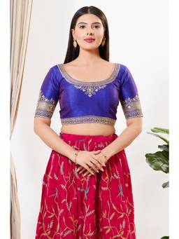 VAMAS - THE DESIGNER BLOUSES - Women Purple Embroidered Sequined Work Padded Stitched Blouse