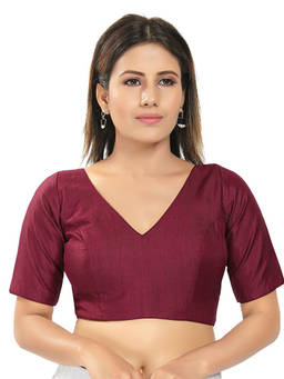 VAMAS - THE DESIGNER BLOUSES - Women Maroon Solid Padded Stitched Blouse