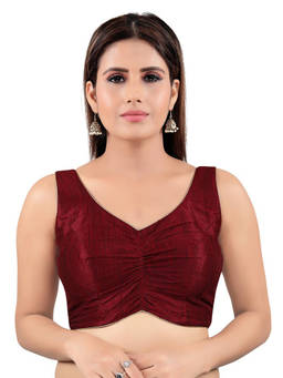 VAMAS - THE DESIGNER BLOUSES - Women Maroon Solid Padded Stitched Blouse