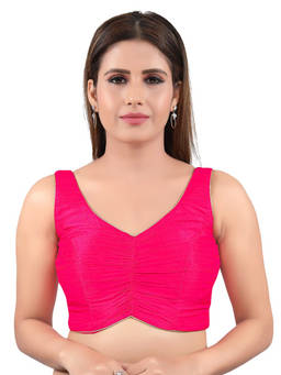 VAMAS - THE DESIGNER BLOUSES - Women Pink Solid Padded Stitched Blouse