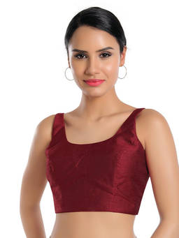 VAMAS - THE DESIGNER BLOUSES - Women Maroon Solid Padded Stitched Blouse