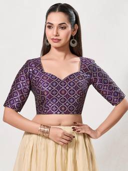 VAMAS - THE DESIGNER BLOUSES - Women Purple Woven Padded Stitched Blouse