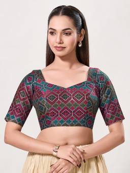 VAMAS - THE DESIGNER BLOUSES - Women Multi-Color Woven Padded Stitched Blouse
