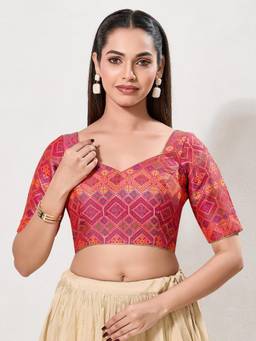 VAMAS - THE DESIGNER BLOUSES - Women Pink Woven Padded Stitched Blouse