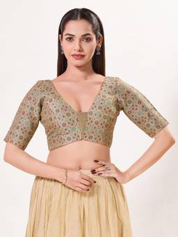 VAMAS - THE DESIGNER BLOUSES - Women Beige Woven Padded Stitched Blouse