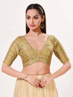 VAMAS - THE DESIGNER BLOUSES - Women Green Woven Padded Stitched Blouse