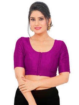 VAMAS - THE DESIGNER BLOUSES - Women Purple Solid Padded Stitched Blouse