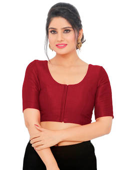 VAMAS - THE DESIGNER BLOUSES - Women Maroon Solid Padded Stitched Blouse