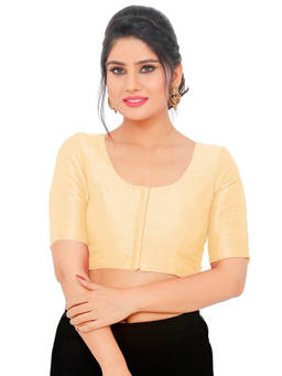 VAMAS - THE DESIGNER BLOUSES - Women Beige Solid Padded Stitched Blouse