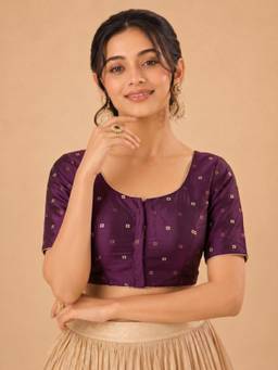 VAMAS - THE DESIGNER BLOUSES - Women Maroon Printed Padded Stitched Blouse