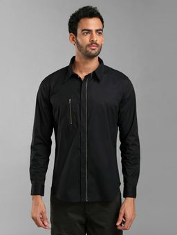 Kazo - Zipper Closure Cotton Stretch Shirt with Pocket
