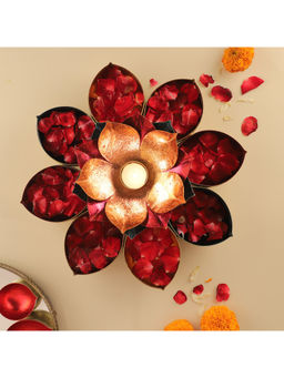 HomeTown - Aruba Iron Lotus Tealight Holder In Multi-Color