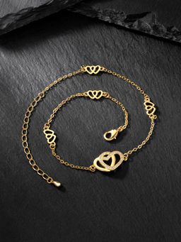 Peora - Gold Plated Cubic Zirconia Studded Anklet Payal