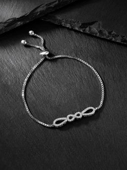 Peora - Sparkling Silver Plated Cubic Zirconia Studded Adjustable Bracelet