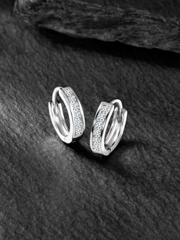 Peora - Silver Plated Cubic Zirconia Hoop Earrings